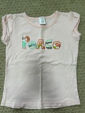 Light Pink 'Peace' Appliqué Short Sleeve Tee by